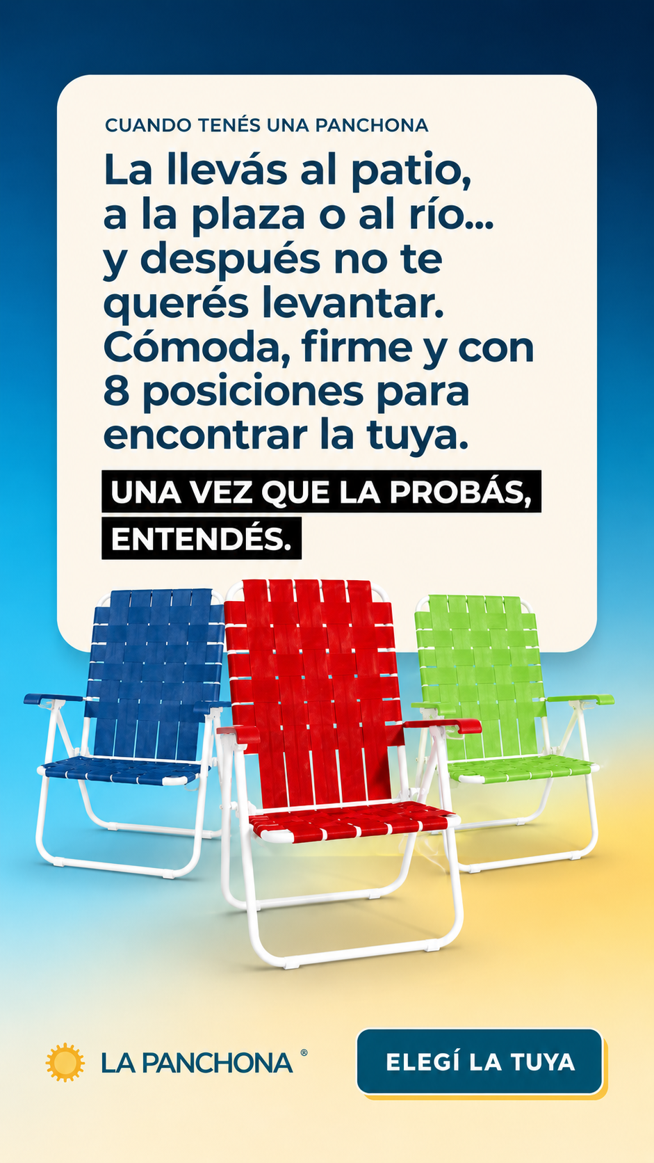 Reposeras La Panchona para patio, plaza o río