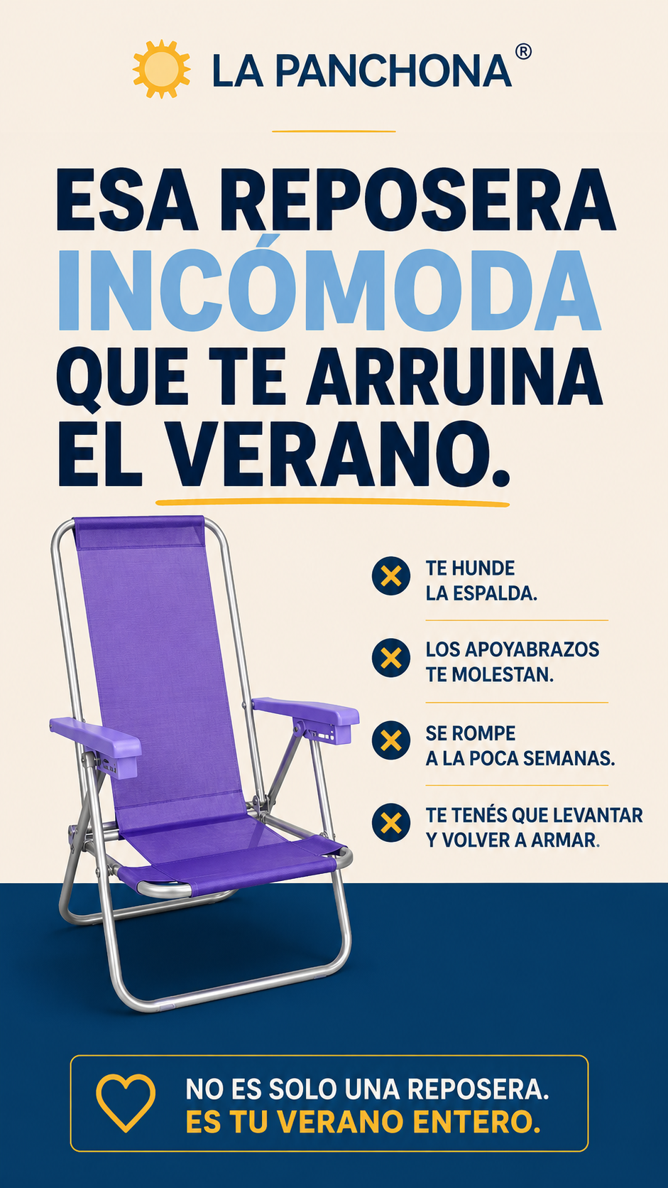 Comparativa de comodidad de una reposera La Panchona