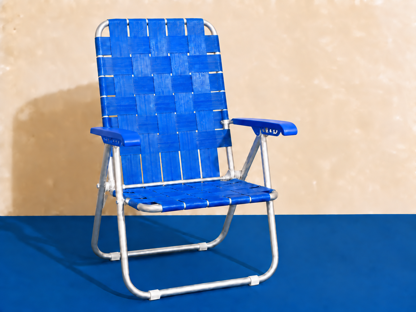 Panchona de aluminio azul con apoyabrazos azules